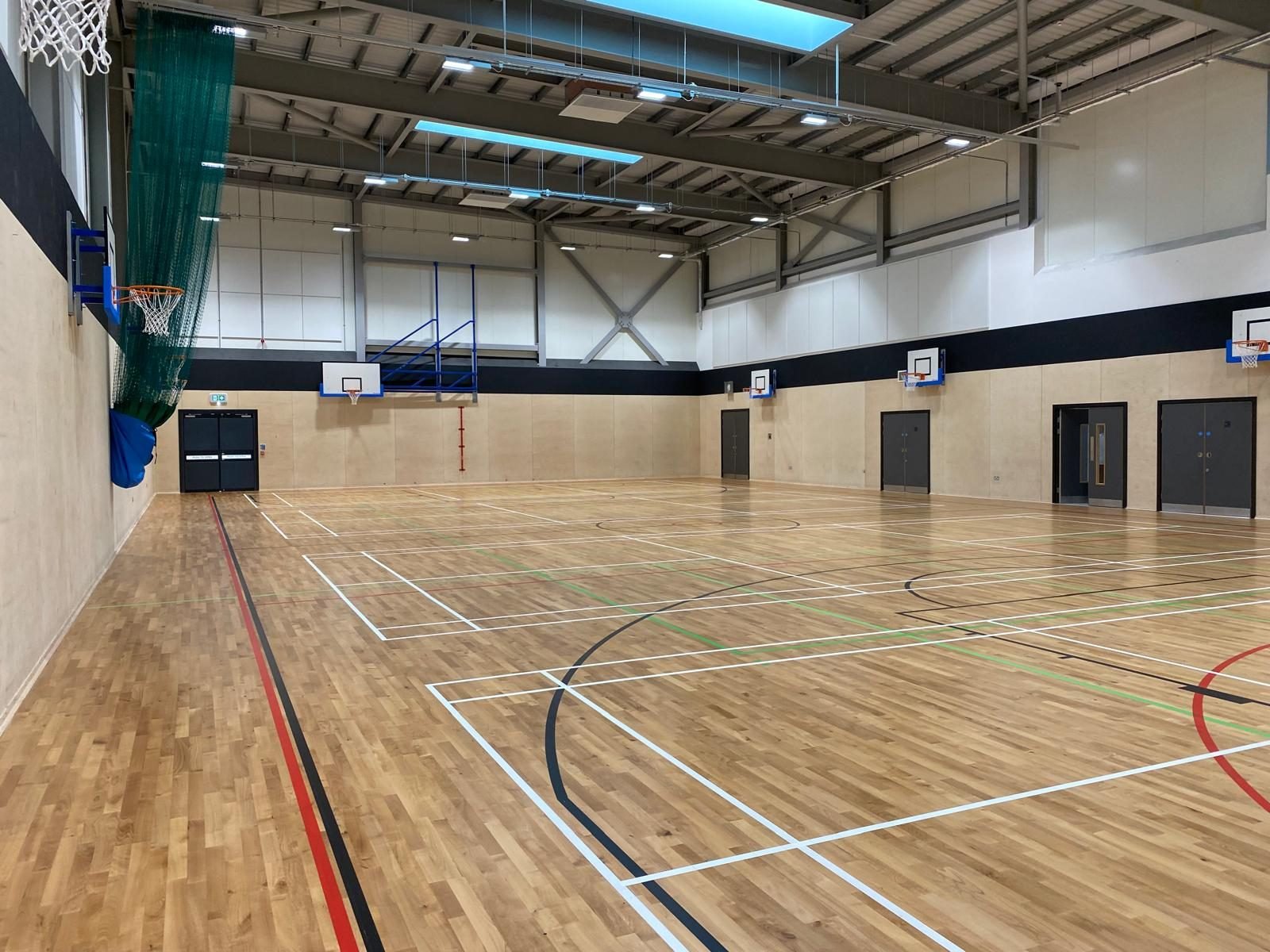 Sports hall floor, court lines